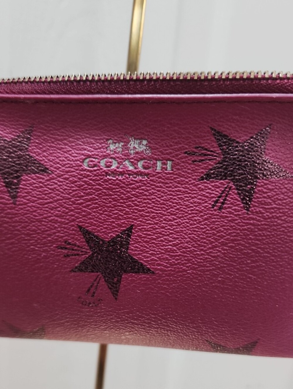 Coach Magenta Star Leather Wristlet - Picture 2 of 8